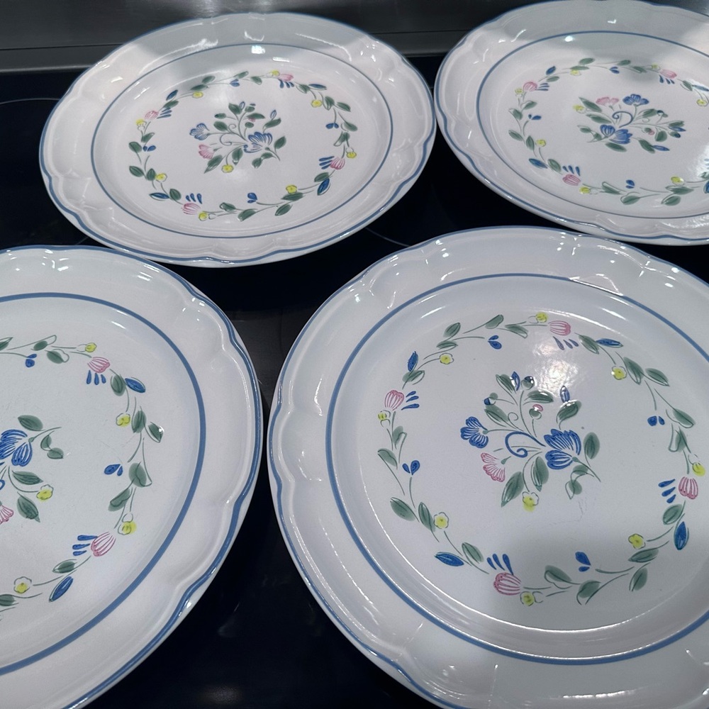 Hearthside Floral Expressions Dinner Plate 10 3/4" Set of 4 Mexico Stoneware